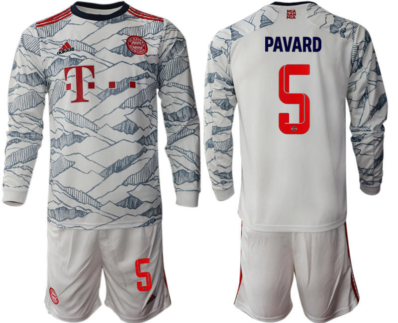 Men 2021-2022 Club Bayern Munich Second away white Long Sleeve #5 Soccer Jersey->bayern munich jersey->Soccer Club Jersey